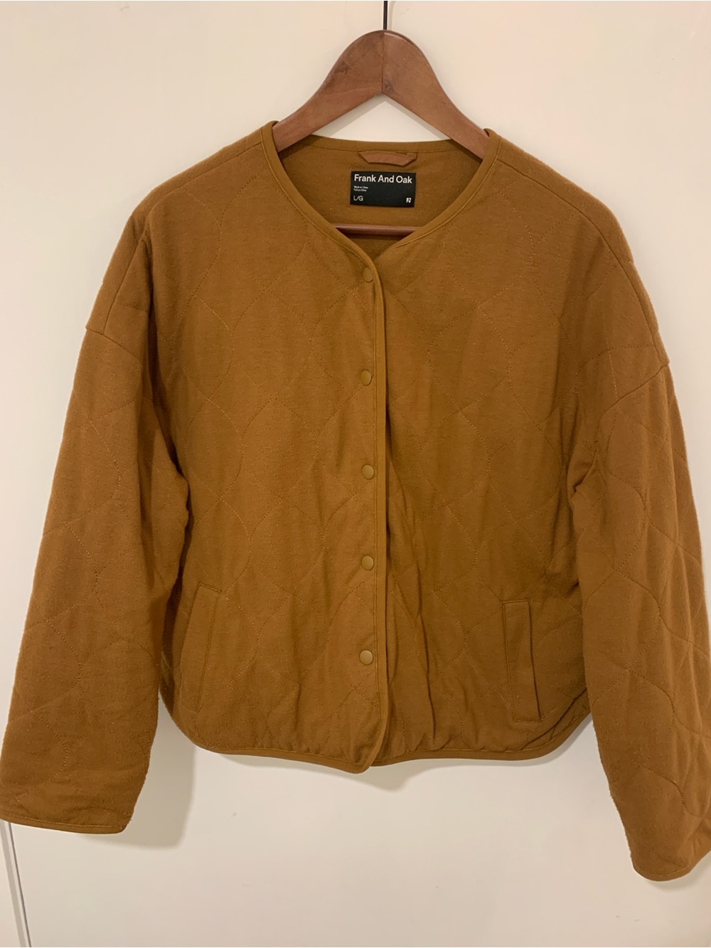 Women's Frank And Oak Quilted Button-Front Jacket in Caramel